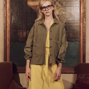 THE GREAT. The Blouson Chore Jacket in Army • NWT